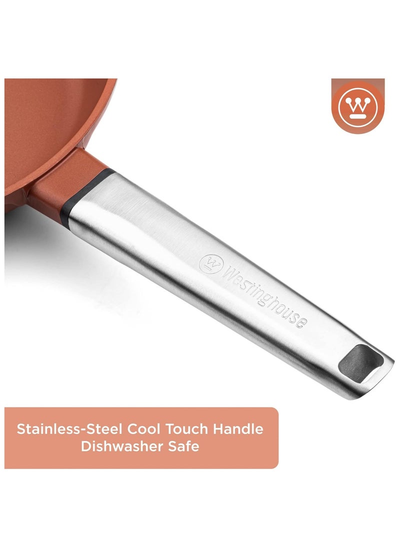 Westinghouse Westinghouse Performance Series 28cm Non-Stick Fry Pan – Cast Aluminum with QuanTanium Coating Induction & Oven Safe Cool-Touch Stainless Steel Handle - Orange  - Image 4