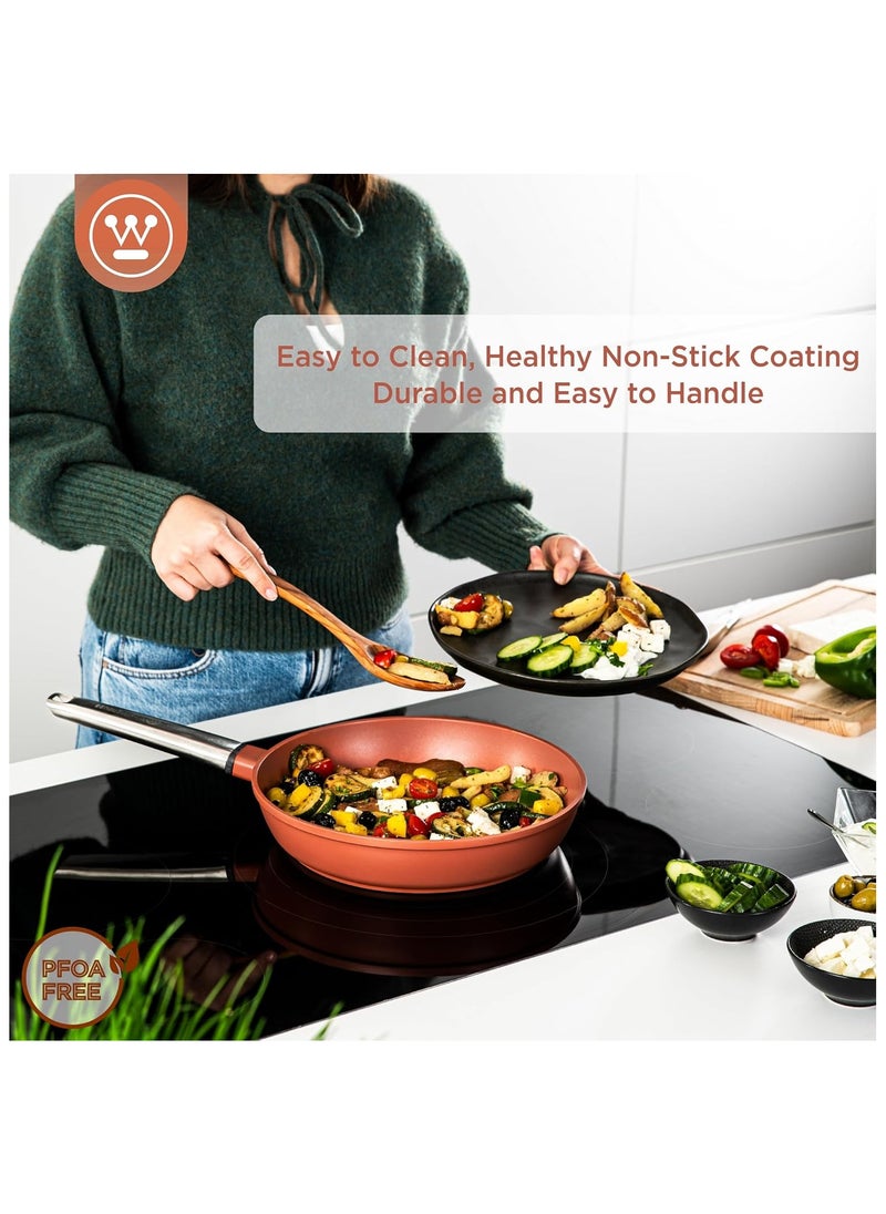 Westinghouse Westinghouse Performance Series 28cm Non-Stick Fry Pan – Cast Aluminum with QuanTanium Coating Induction & Oven Safe Cool-Touch Stainless Steel Handle - Orange  - Image 5