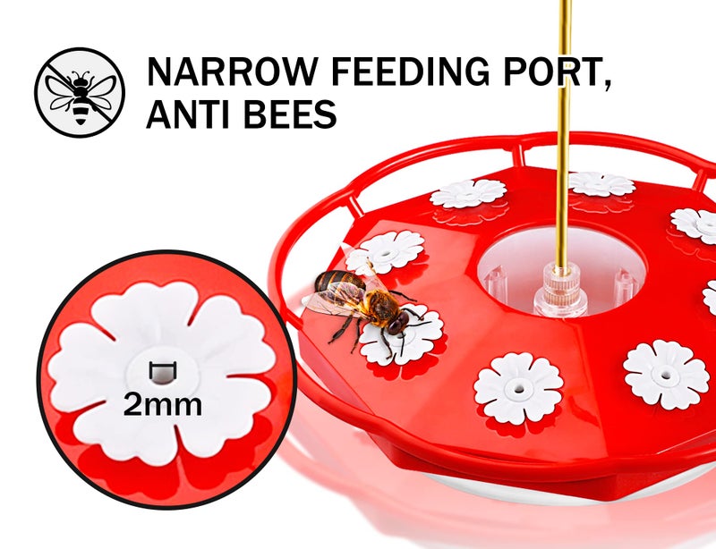 eWonLife Hummingbird Feeder for Outdoors Hanging, Humming Bird feeders, Easy to Clean and Fill, Leak Proof, 2 Pack Saucer Feeder for Birds, with Clean Brush and 8 Feeding Ports (16 OZ/Pack) - Image 2