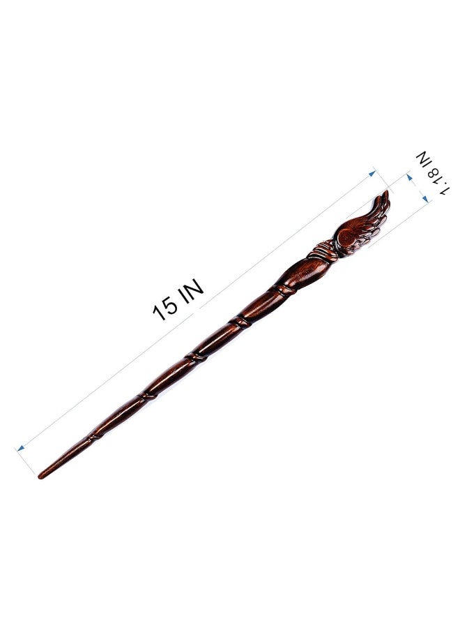 Handicraftviet - Wooden Wizard Wand 15 inch, Magic Wand Real Wood/Collectible Cosplay Magic Wand/Magical Gift for Halloween, Christmas and Birthday Party (S10) - Image 4