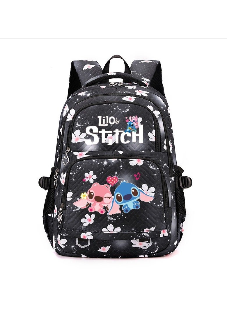 Stitch cartoon print embossed large capacity schoolbag for primary and secondary school students cute backpack light and fashionable backpack 31*43*16CM