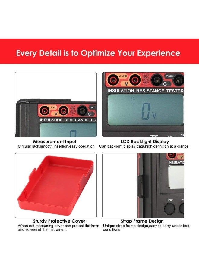 Happyroom Uni-T Ut501A 1000V Insulation Resistance Meter Ground Tester Megohmmeter Voltmeter W/Lcd Backlight - Image 3