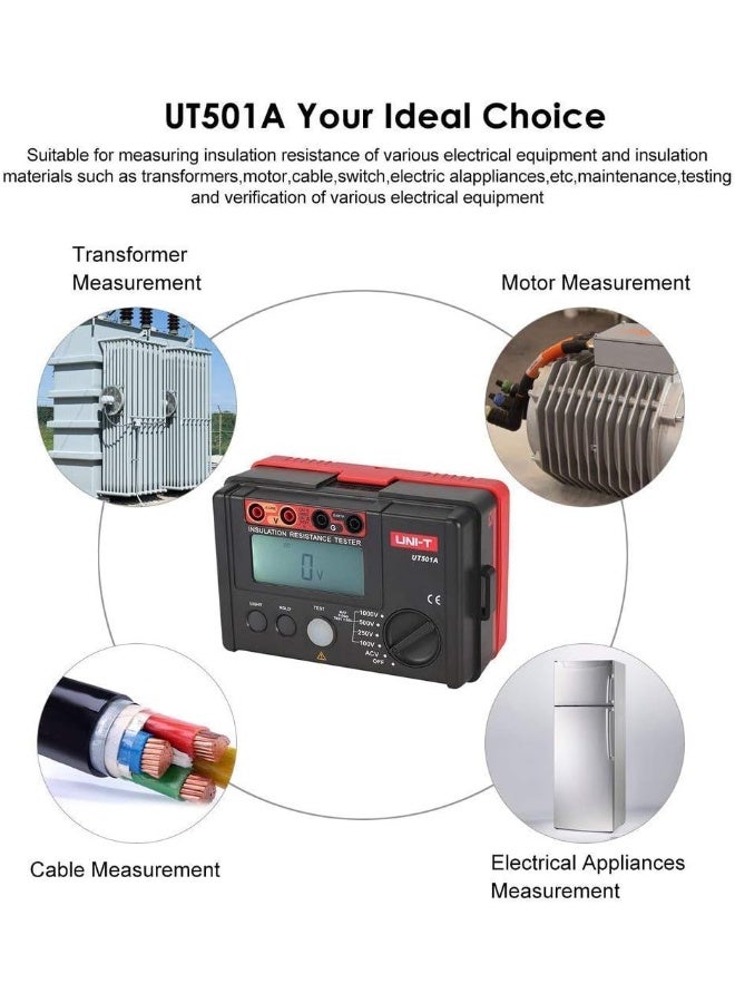 Happyroom Uni-T Ut501A 1000V Insulation Resistance Meter Ground Tester Megohmmeter Voltmeter W/Lcd Backlight - Image 5