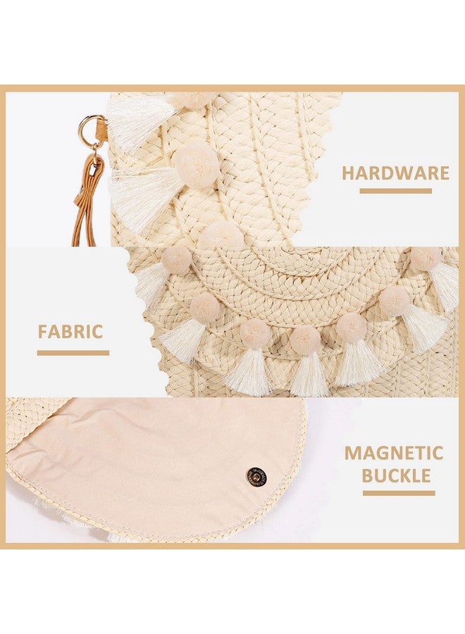 QTKJ Straw Crossbody Bag For Women Clutch Purses Bohemian Handmade Woven Handbags Tassels Summer Beach Bag Envelope Wallet(White) - Image 4