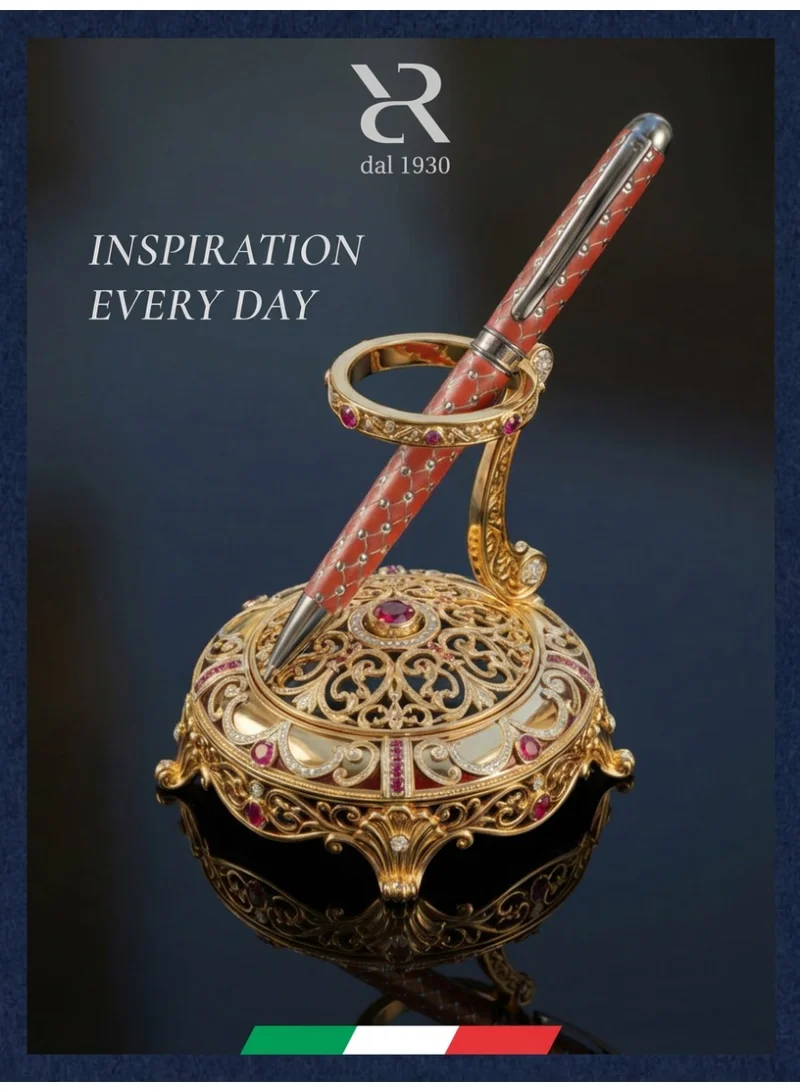 Ancora Ancora Rapide Faber “Chrome” – Luxury Ballpoint Pen Inspired by Fabergé Masterpieces | Handcrafted in Italy (Faber “Chrome” – Orange)