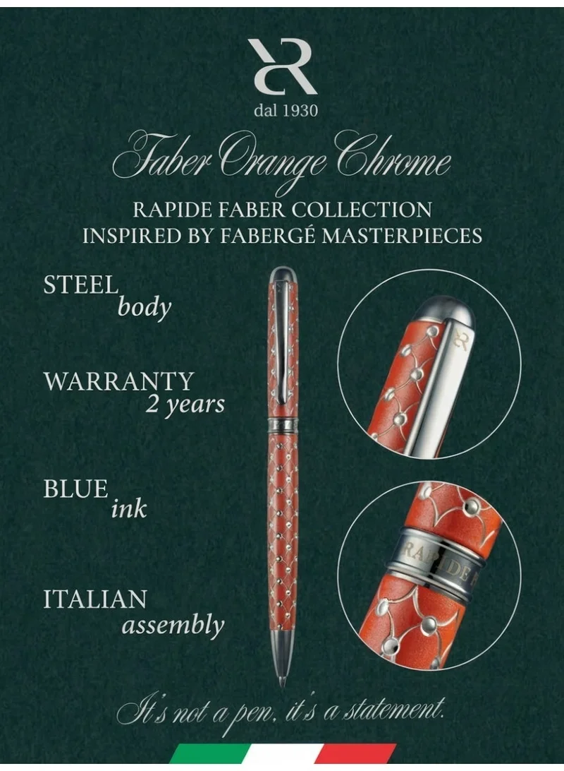 Ancora Ancora Rapide Faber “Chrome” – Luxury Ballpoint Pen Inspired by Fabergé Masterpieces | Handcrafted in Italy (Faber “Chrome” – Orange)