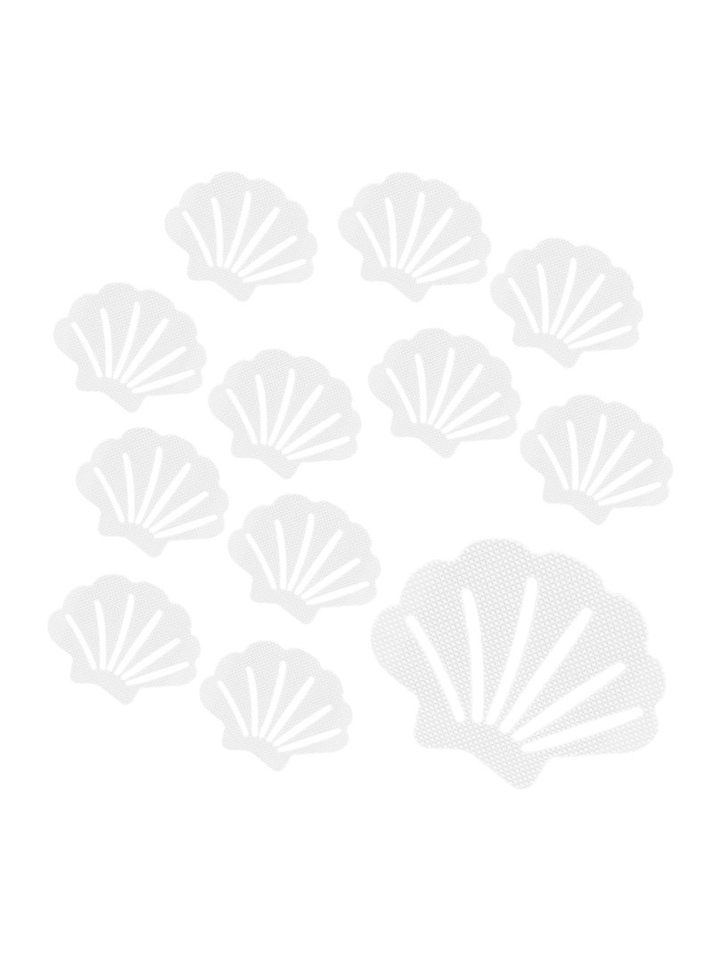 SYOSI 12 Pcs Non Slip Bathtub Stickers, White Adhesive Decals Sea Shell Shape Shower Treads Stickers, Anti Slip Safety Shower Grip Stickers for Floor, Ladders, Bath Tub, Stairs, Bathroom - Image 1