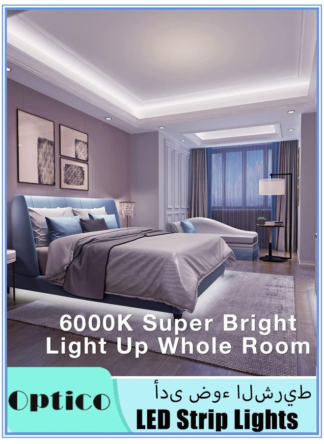 Optico - 6000K LED Light Strips, 5m 24V 120 Lights Daylight Bright LED Tape Light, DIY Lighting Flexible USB Strip Light for Bedroom, Kitchen, Closet, Under Cabinet, Vanity Mirror - Image 1