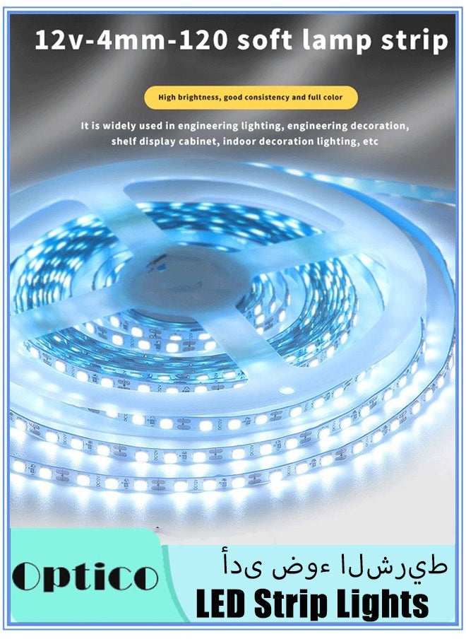 Optico - 6000K LED Light Strips, 5m 24V 120 Lights Daylight Bright LED Tape Light, DIY Lighting Flexible USB Strip Light for Bedroom, Kitchen, Closet, Under Cabinet, Vanity Mirror - Image 1