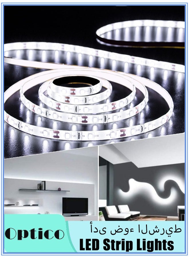 Optico - 6000K LED Light Strips, 5m 24V 120 Lights Daylight Bright LED Tape Light, DIY Lighting Flexible USB Strip Light for Bedroom, Kitchen, Closet, Under Cabinet, Vanity Mirror - Image 1