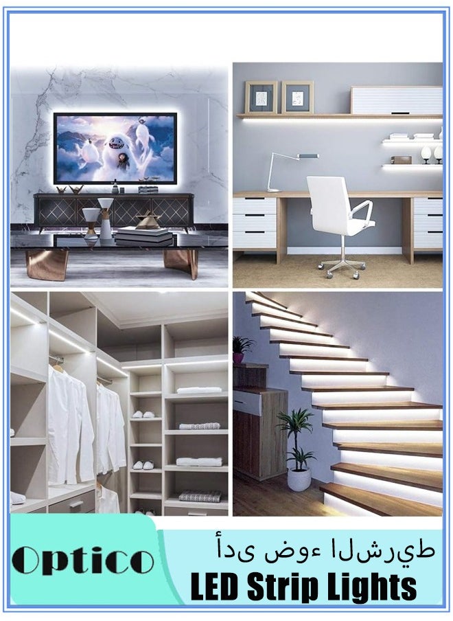 Optico - 6000K LED Light Strips, 5m 24V 120 Lights Daylight Bright LED Tape Light, DIY Lighting Flexible USB Strip Light for Bedroom, Kitchen, Closet, Under Cabinet, Vanity Mirror - Image 1