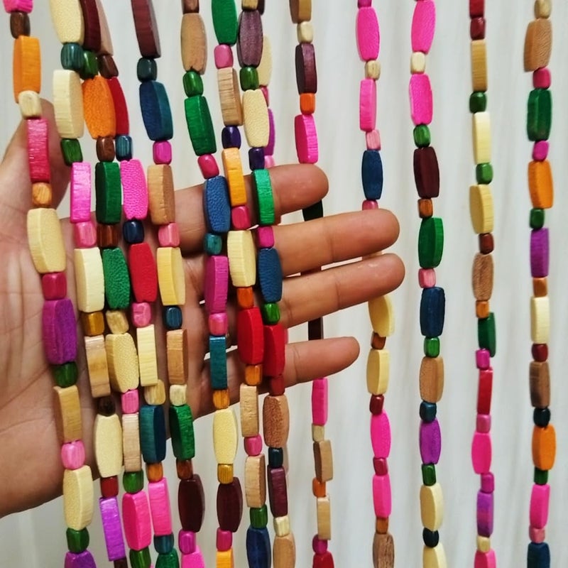 ave split Wood Door Beaded Curtain Boho-Bohemian Wooden Doorway Beads Curtains Made of Wood&Bamboo-for Window,Aisle, Corridor, Door Decor 048zp- (Colorfull, 52 Strands) - Image 3