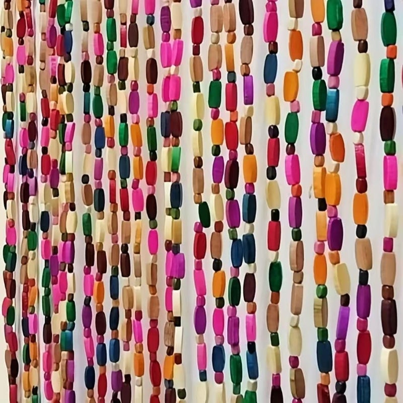 ave split Wood Door Beaded Curtain Boho-Bohemian Wooden Doorway Beads Curtains Made of Wood&Bamboo-for Window,Aisle, Corridor, Door Decor 048zp- (Colorfull, 52 Strands) - Image 1
