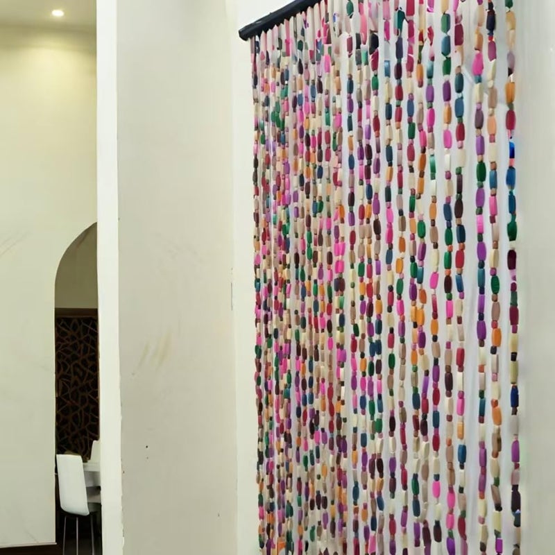 ave split Wood Door Beaded Curtain Boho-Bohemian Wooden Doorway Beads Curtains Made of Wood&Bamboo-for Window,Aisle, Corridor, Door Decor 048zp- (Colorfull, 52 Strands) - Image 5