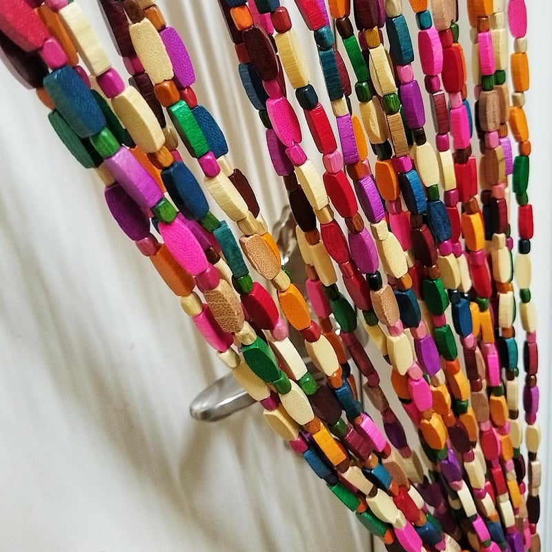 ave split Wood Door Beaded Curtain Boho-Bohemian Wooden Doorway Beads Curtains Made of Wood&Bamboo-for Window,Aisle, Corridor, Door Decor 048zp- (Colorfull, 52 Strands) - Image 4
