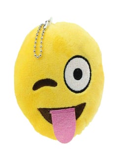 Cute Yellow Round Wink Emoji Emoticon Soft Stuffed Plush Key Chain