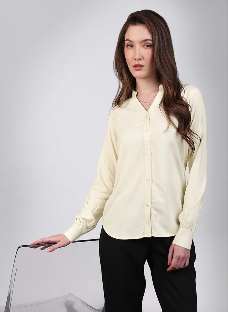 Urbano Fashion Women's Butter Modal Viscose Full Sleeve Regular Fit Casual Solid Shirt with Mandarin Collar