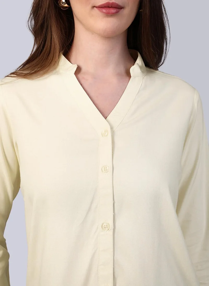 Urbano Fashion  Urbano Fashion Women's Butter Modal Viscose Full Sleeve Regular Fit Casual Solid Shirt with Mandarin Collar for Women | Best Price UAE