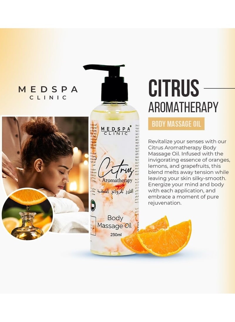 MEDSPACLINIC Citrus Body Massage Oil. 250ml Refreshing Aromatherapy Blend - Soothes and Nourishes for Deep Tissue Massage.  - Image 2