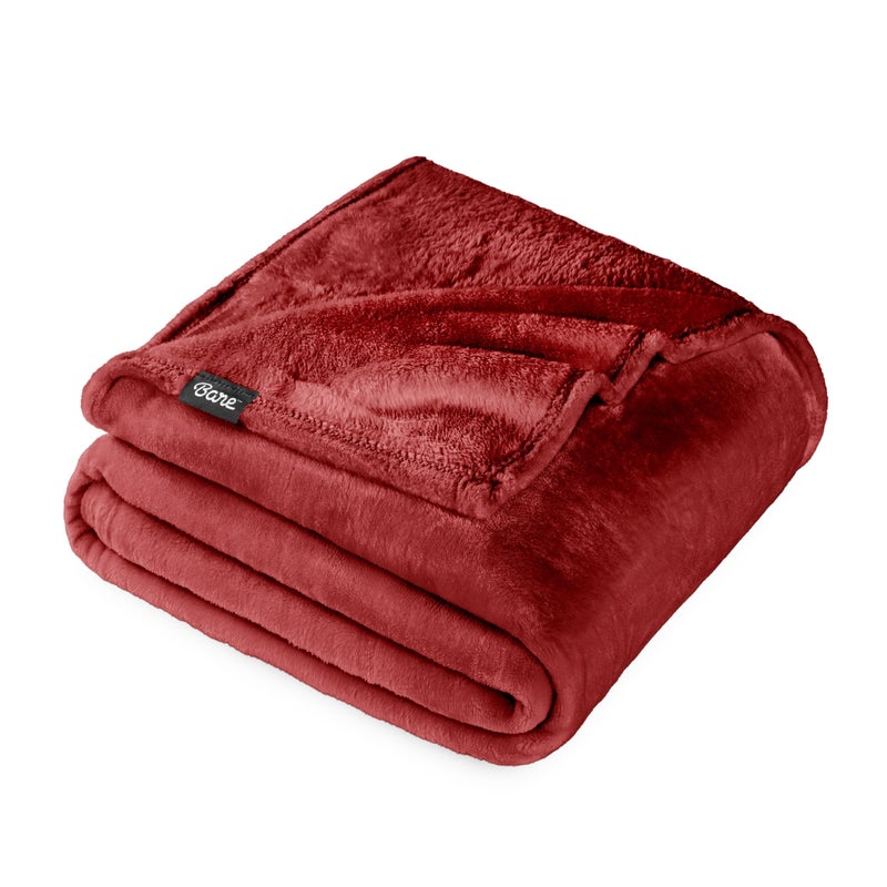 Bare Home Fleece Blanket FullQueen UltraSoft Lightweight for Bed Sofa and Couch Luxury Microplush Cozy Warm Blanket FullQueen Rosewood