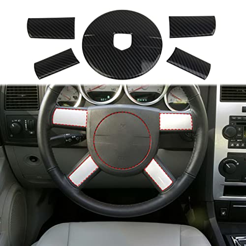 crosselec Carbon Fiber Interior Steering Wheel Trim Cover for 2008-2010 Dodge Challenger for 2006-2010 Charger for 2005-2007 Magnum - Image 1