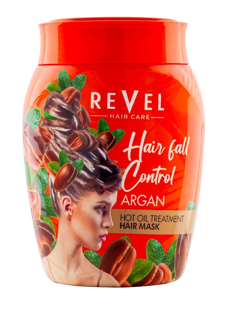 Revel قناع الشعر من ريفيل للعناية بالشعر بزيت الأرجان الساخن للجنسين 1000 مل، للتحكم في تساقط الشعر وإعادة نموه - Image 1