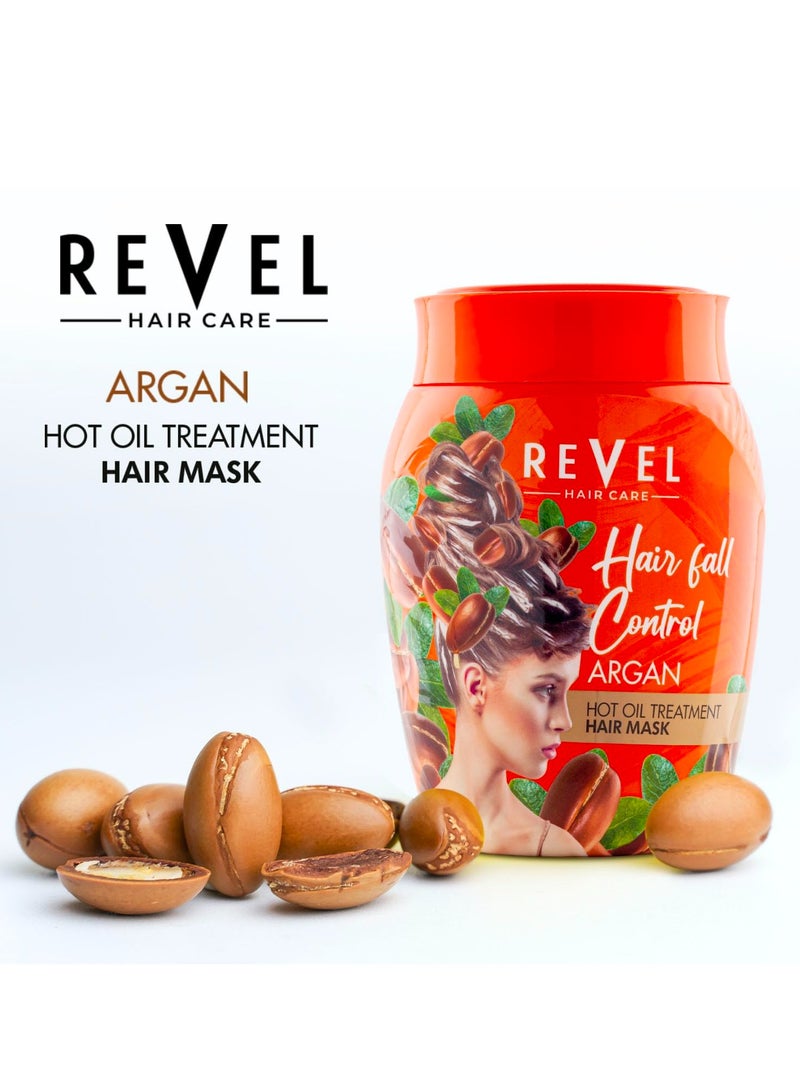 Revel قناع الشعر من ريفيل للعناية بالشعر بزيت الأرجان الساخن للجنسين 1000 مل، للتحكم في تساقط الشعر وإعادة نموه - Image 2