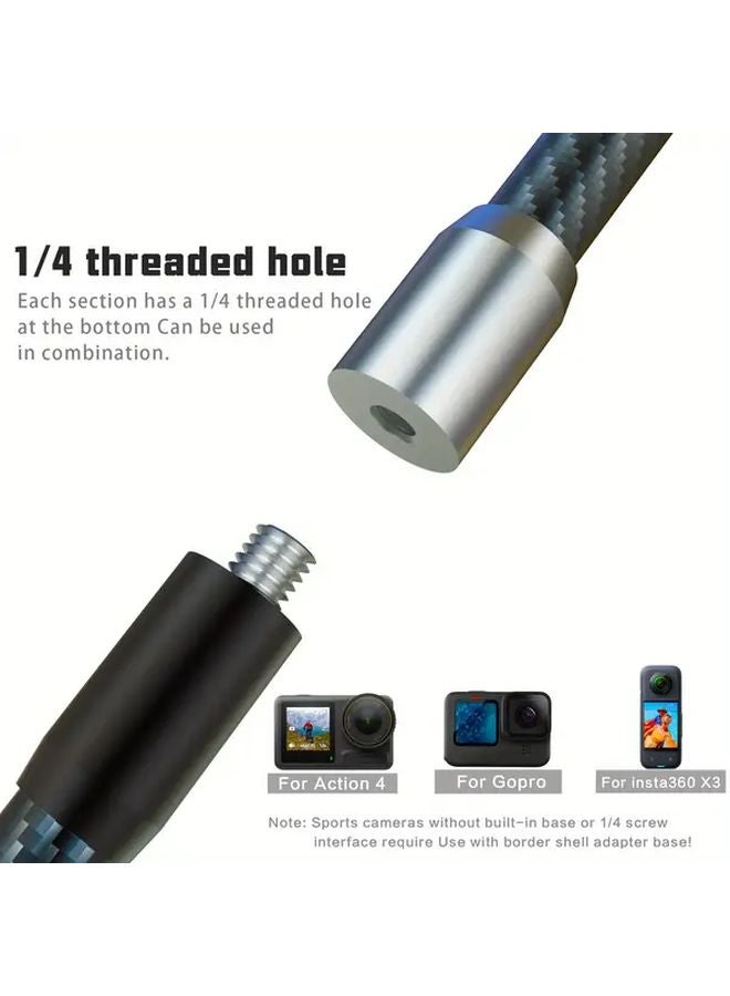 12.6 بوصة عصا تمديد من ألياف الكربون لكاميرا الرياضة حامل الخوذة - Image 4