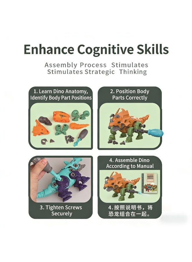 Uthriyya Dinosaur Transform Robot 5 in 1 Take Apart Toys Set for boy Kid Age 3 4 5 6 7 8 Years Old Construction Building DIY with Drill Tool Kit Best Gift for Birthday Christmas Easter - Image 4