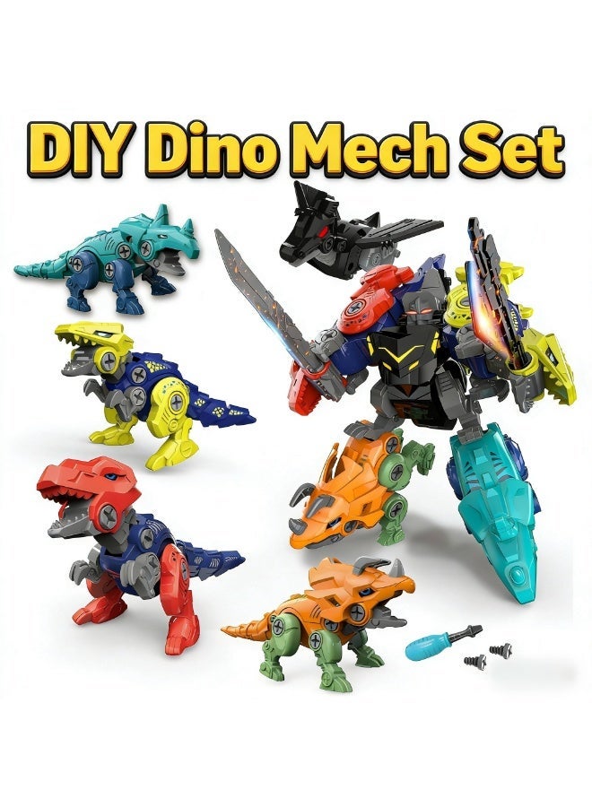 Uthriyya Dinosaur Transform Robot 5 in 1 Take Apart Toys Set for boy Kid Age 3 4 5 6 7 8 Years Old Construction Building DIY with Drill Tool Kit Best Gift for Birthday Christmas Easter - Image 1