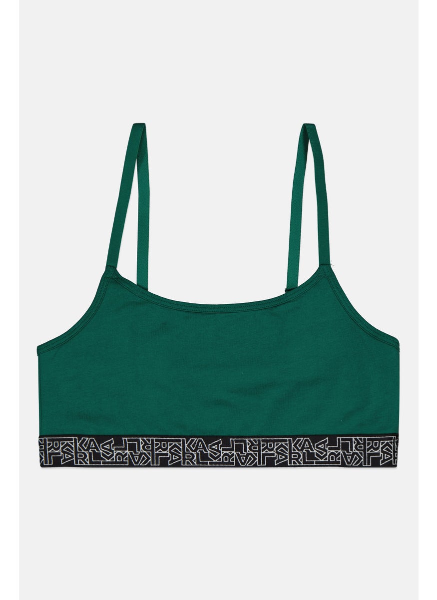 Karl Lagerfeld Women Brand Logo Non Padded Bralette, Green  - Image 1