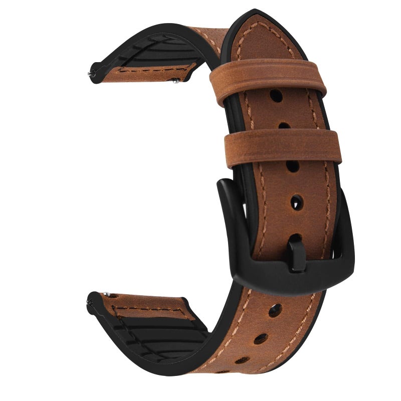 Fullmosa 20mm/22mm Watch Strap, Leather and Meex Smart Watch Strap Compatible with Amazfit/Huawei/Casio/Fossil, for Men and Women