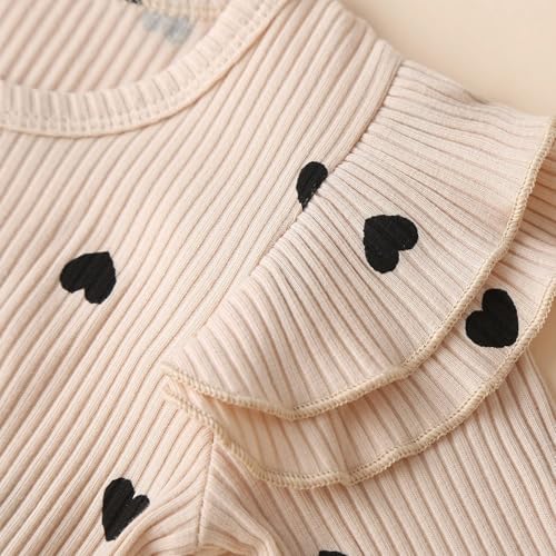 Fullfamous Infant Baby Girl Clothes Outfits,Fall Winter Romper Christmas Clothing Set 3-6 months Ecru Heart - Image 5