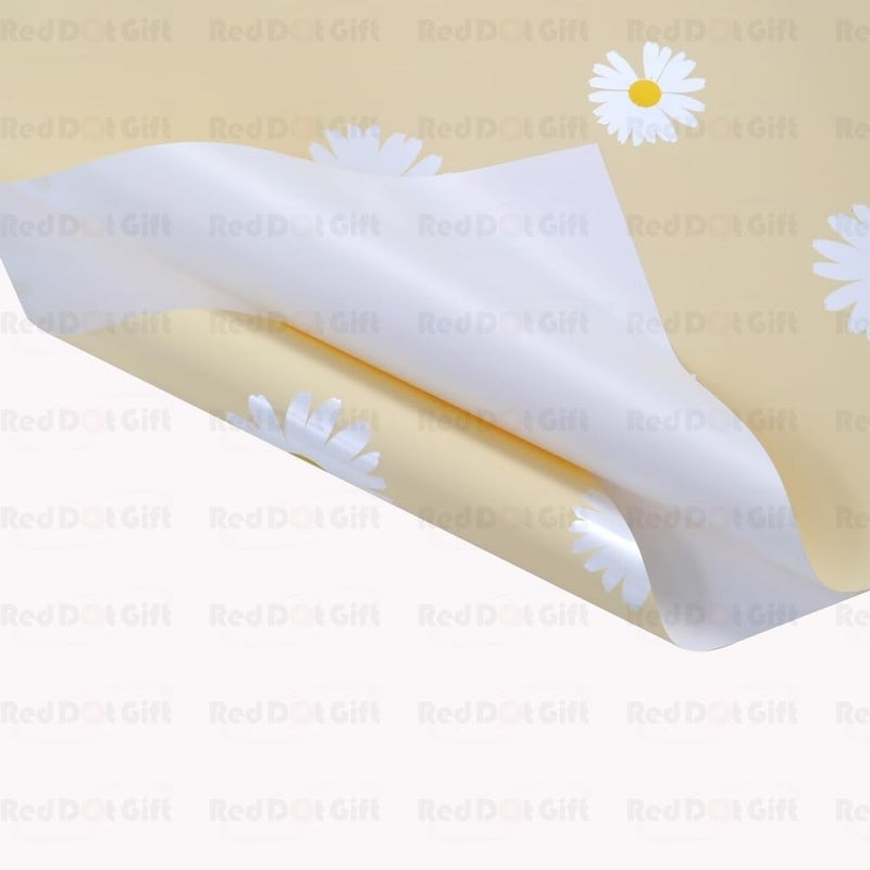 Red Dot Gift Pack of 20 Sheets Floral Gift Wrapping Paper 57x57cm - Waterproof Flower Bouquet Wrap (FLU-Light Yellow) - Image 4