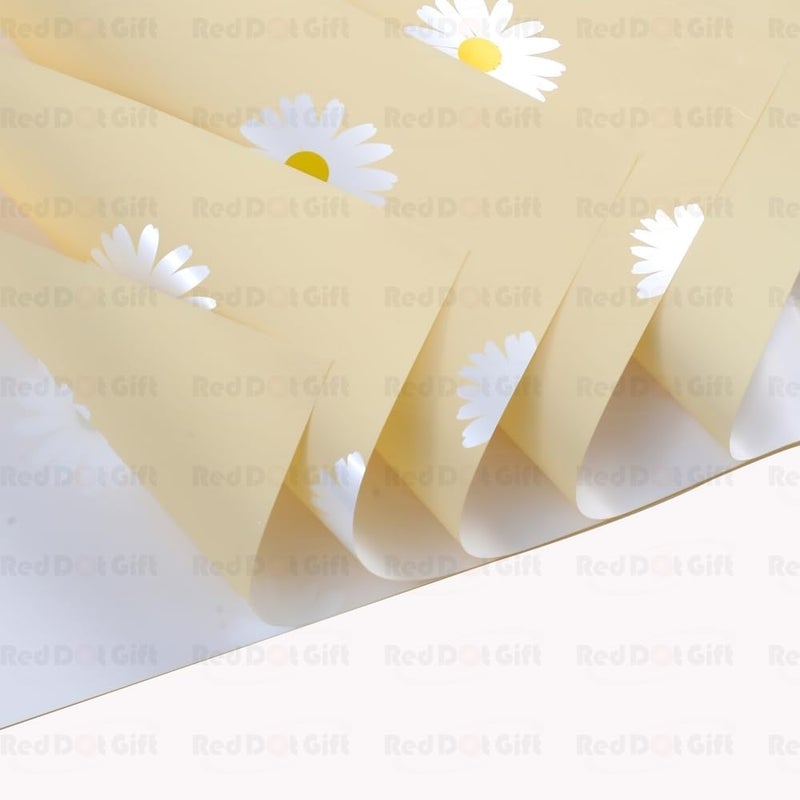 Red Dot Gift Pack of 20 Sheets Floral Gift Wrapping Paper 57x57cm - Waterproof Flower Bouquet Wrap (FLU-Light Yellow) - Image 2