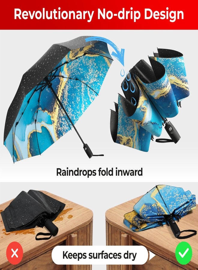 TUMELLA Flip-proof Inverted Travel Umbrella, Small Strong but Light Portable and Automatic Reverse Folding Rain Umbrella, Durable Premium Grip, Fits Car & Backpack, Q. Royal Azure, 117 cm diameter - Image 5