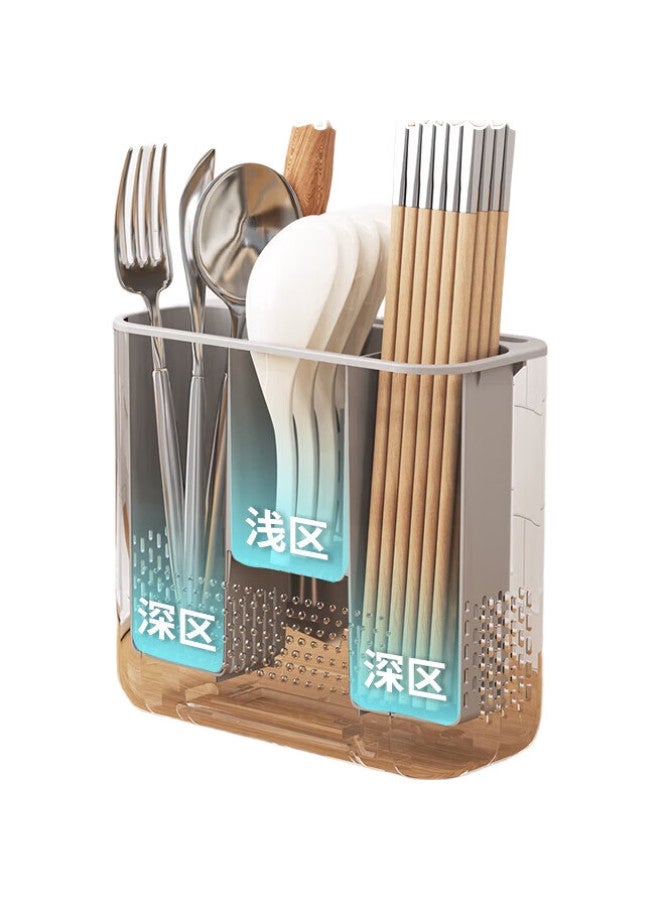 Ecoco Italian Cocoa Ecoco Chopstick Storage Box, Draining Wall-Mounted Knife Holder, Kitchen Organizer Rack, Household No-Drilling Knife Holder, E24026 White And Gray - Image 3