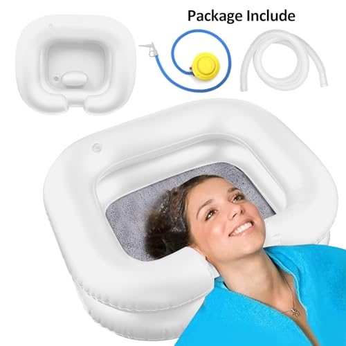 BIRDDIE Inflatable Hair Washing Shampoo Basin Portable Hair Washing Bowl for Bedridden Disabled Injured Elderly Shampoo Bowl for Dreadlocks and at HomeWhite - Image 3