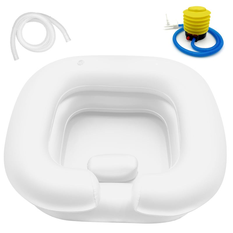 BIRDDIE Inflatable Hair Washing Shampoo Basin Portable Hair Washing Bowl for Bedridden Disabled Injured Elderly Shampoo Bowl for Dreadlocks and at HomeWhite - Image 2