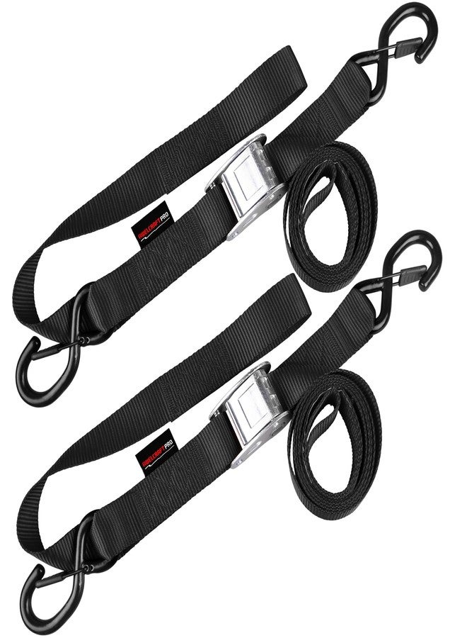 AWELCRAFT Motorcycle Tie Down Straps (2 Pack) Lab Tested 3,300lb Break Strength, Steel Cambuckle Tiedown Set with Integrated Soft Loops - Better Than a Ratchet Black - Image 1