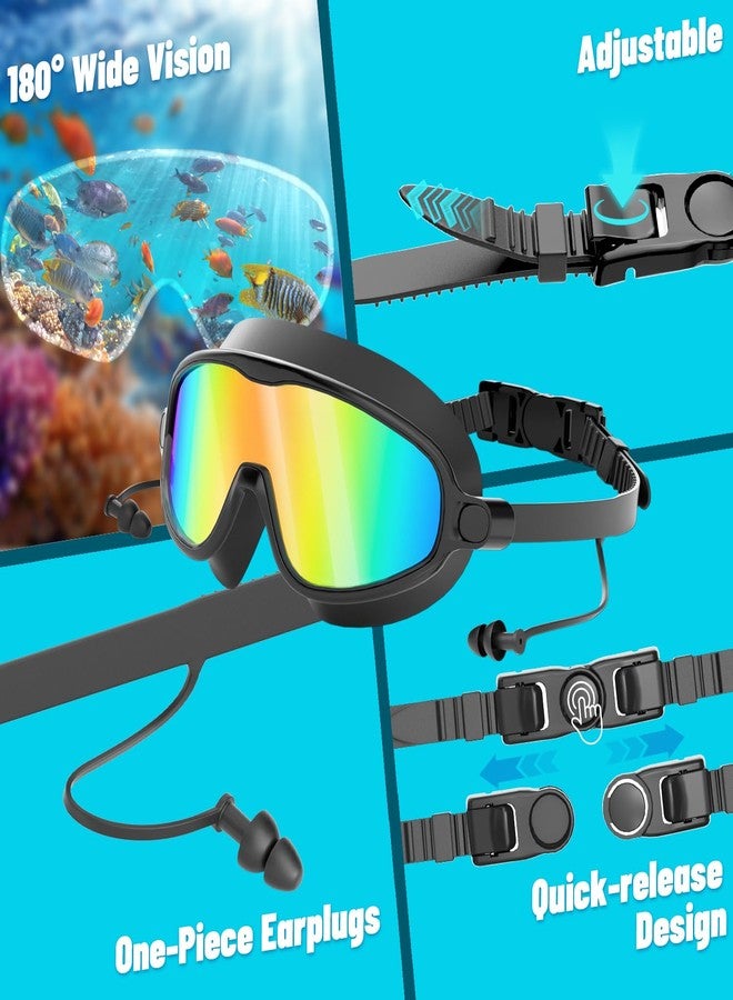 COOLOO Swim Goggles 2 Pack, Wide View No Leaking Swimming Goggles with Earplugs, Anti-fog & Anti-UV Adult Swim Goggles for Men Women Youth - Image 5