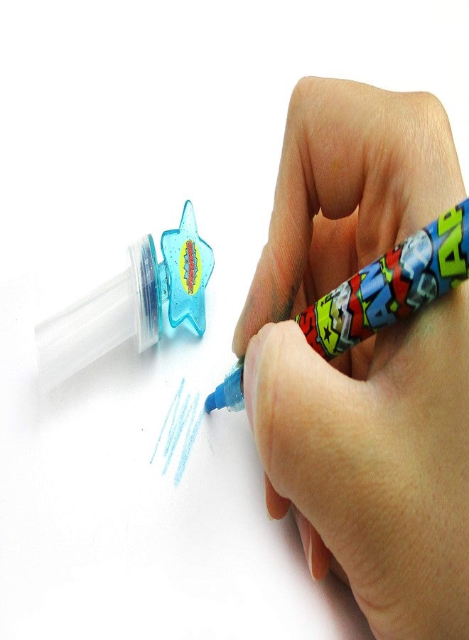 TINYMILLS 24 Pcs Superhero Rainbow Stackable Crayon with Stamper Topper - Image 4