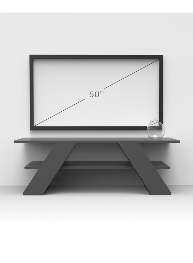 موراه حامل تلفزيون عصري من موراه هوم فارفالا، مناسب لأجهزة التلفزيون حتى ٥٠ بوصة | وحدات تلفزيون عصرية لغرفة المعيشة | خزانة تخزين خشبية برفوف من طبقتين | ١٢٠×٣٣.٥×٤٠ سم | رمادي غامق - Image 5