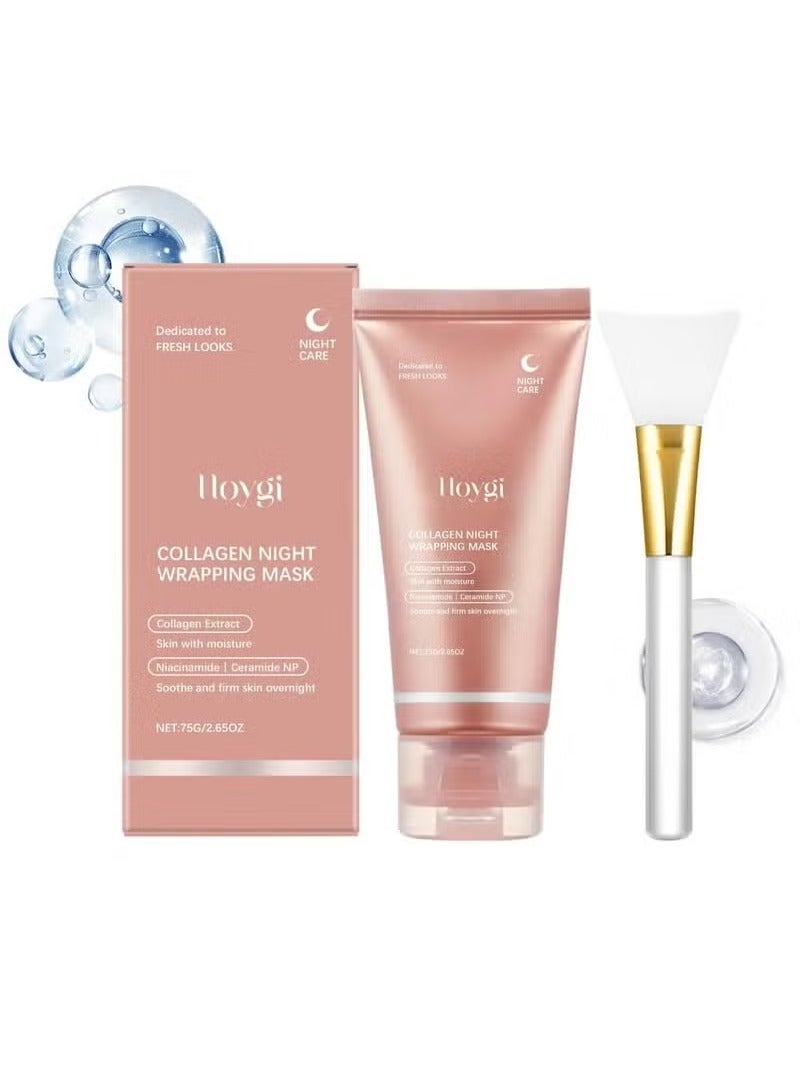 هويجي الكولاجين ليلة التفاف قناع تقشير مجموعة - مرونة وترطيب الرعاية ، والحد من الترهل - Image 1