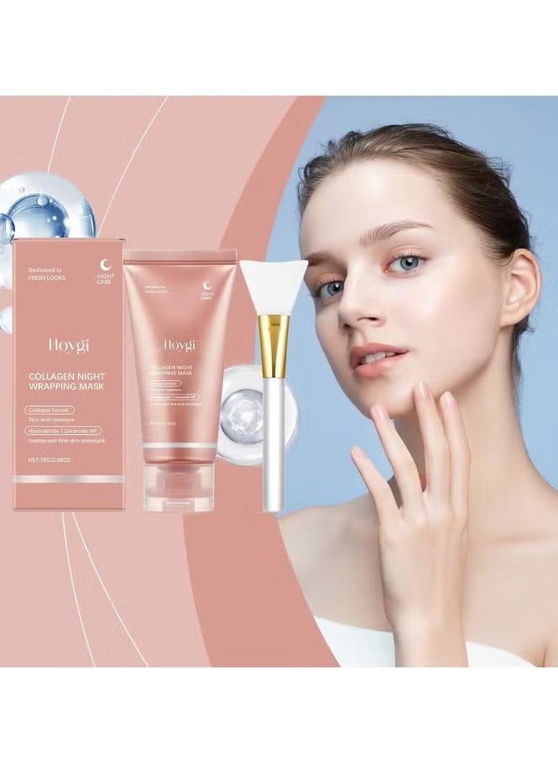 هويجي الكولاجين ليلة التفاف قناع تقشير مجموعة - مرونة وترطيب الرعاية ، والحد من الترهل - Image 4