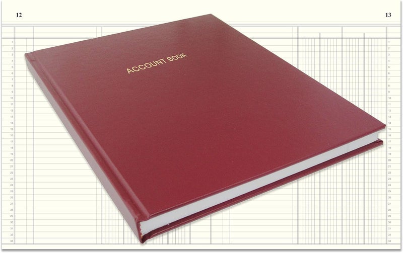 Account Book Ledger Book Accounting Notebook (4 Column Four Columns Columnar Book Format) - 96 Pages, 8'' x 10'', Burgundy Cover, Section Sewn Hardbound (Made in USA)
