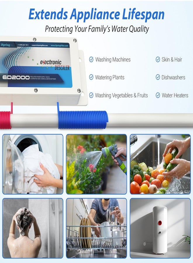 iSpring ED2000 Whole House Water Descaler, Alternative Electronic Salt-Free Hard Water Conditioner, Reduces Limescale Prevent Deposits Build-up, Different from a Water Softener - Image 4