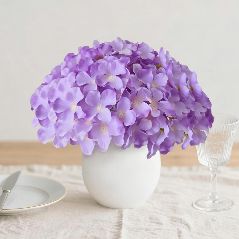 Cherica Hydrangea Artificial Flowers, 20 Pcs Purple Hydrangea Artificial Flowers Bulk, Faux Hydrangea Flowers for Outdoor, Fake Silk Hydrangea Flowers with Stems for Wedding Decoration Decor - Image 2