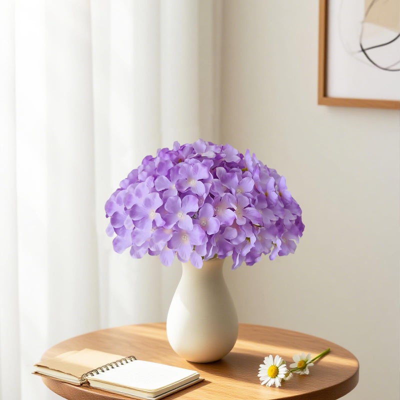 Cherica Hydrangea Artificial Flowers, 20 Pcs Purple Hydrangea Artificial Flowers Bulk, Faux Hydrangea Flowers for Outdoor, Fake Silk Hydrangea Flowers with Stems for Wedding Decoration Decor - Image 5