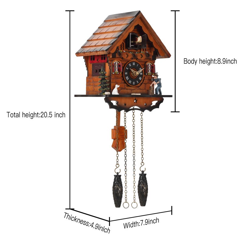 Kintrot Cuckoo Clock Traditional Black Forest Clock Antique Wooden Pendulum Quartz Wall Clock - Image 3